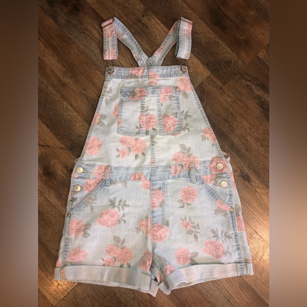 Jordache floral shortalls XL 14-16 90’s